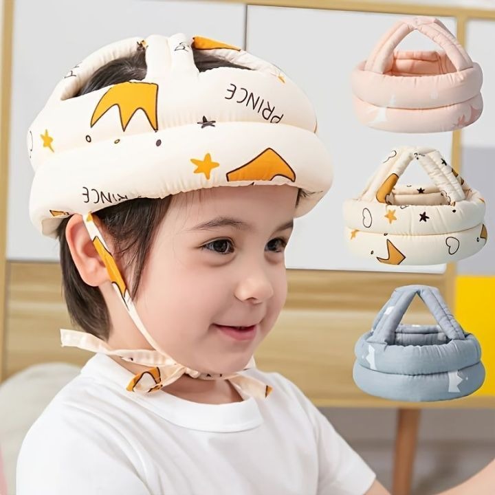 Baby Head Protector Crawling - Baby Safety Helmet & amp Walking Helmet + 360 Degree U-shaped Baby Toothbrush (Random Color/Design)