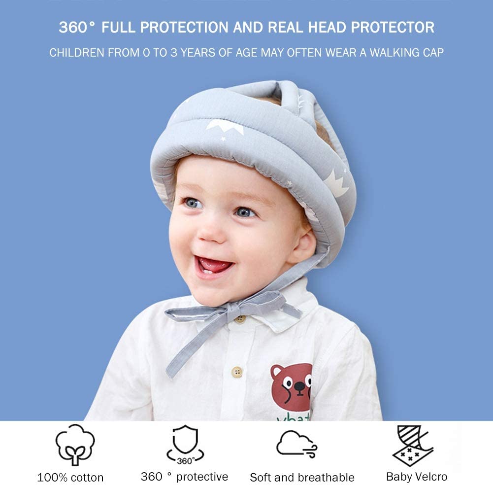 Baby Head Protector Crawling - Baby Safety Helmet & amp Walking Helmet + 360 Degree U-shaped Baby Toothbrush (Random Color/Design)