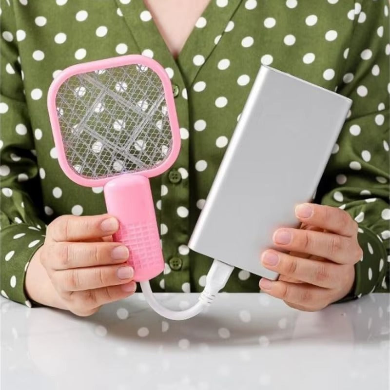 Mini USB Rechargeable Mosquito Racket with UV Light – Portable Electric Bug Zapper & Fly Swatter for Indoor/Outdoor Use, Home, Office, Travel & Camping