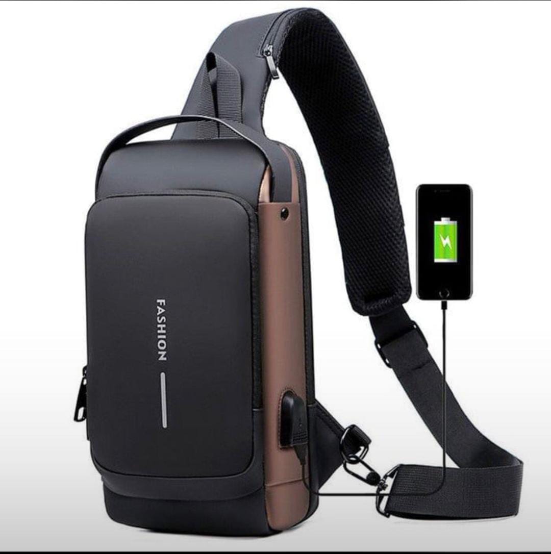 Fashion Men Sling Bag Pack with Lock Waterproof Anti-Theft Chest Bag with USB Charging Port Shoulder Bag Body Backpack with TSA Lock (Random Color)